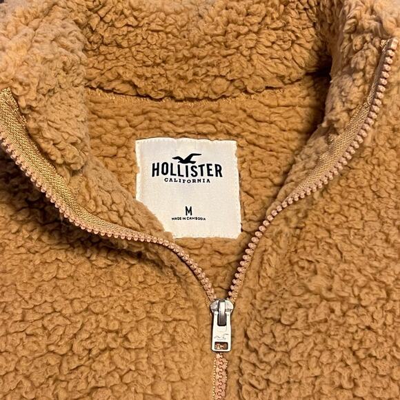 Hollister Sherpa Jacket Women’s Size M Tan Brown Fall Cozy Warm Thick Hiking - Picture 3 of 4